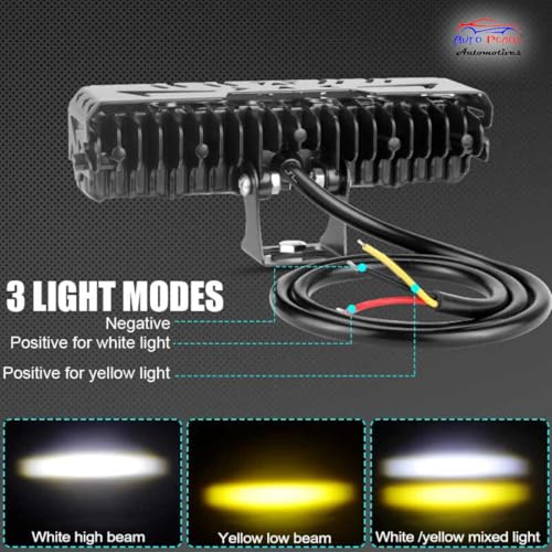 Auto Pearl Motorcycle 6-Projector Lens Driving Lights Yellow/White LED Spot light 35W Dual Color Mode Fog Lights compatible with Pulsar 125 (Pack of 1) - Image 4
