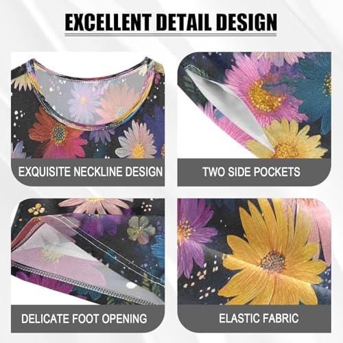 Colorful Daisy Pattern Kids Pjs Set Boys Girls Summer Short-Sleeve Sleepwear Pajamas 2PCS4