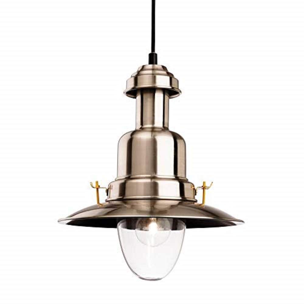Firstlight Classic Fisherman Pendant, Brushed Steel with Clear Glass