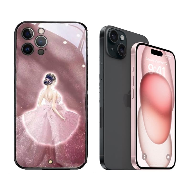 Coque iPhone 15 V-MOTA Angel Girl antichoc lumineuse avec motif rose