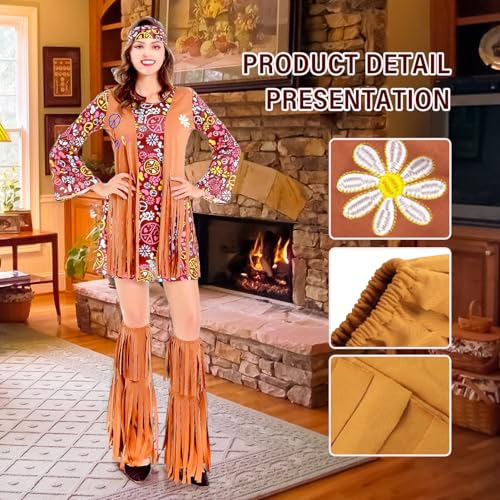 Costume hippie de style rétro pour relookings de soirées déguisées et carnaval - 5
