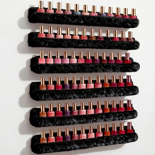 YMVV Wall-Mounted Nail Polish Organizer Rack - 15-Inch Plush Nail