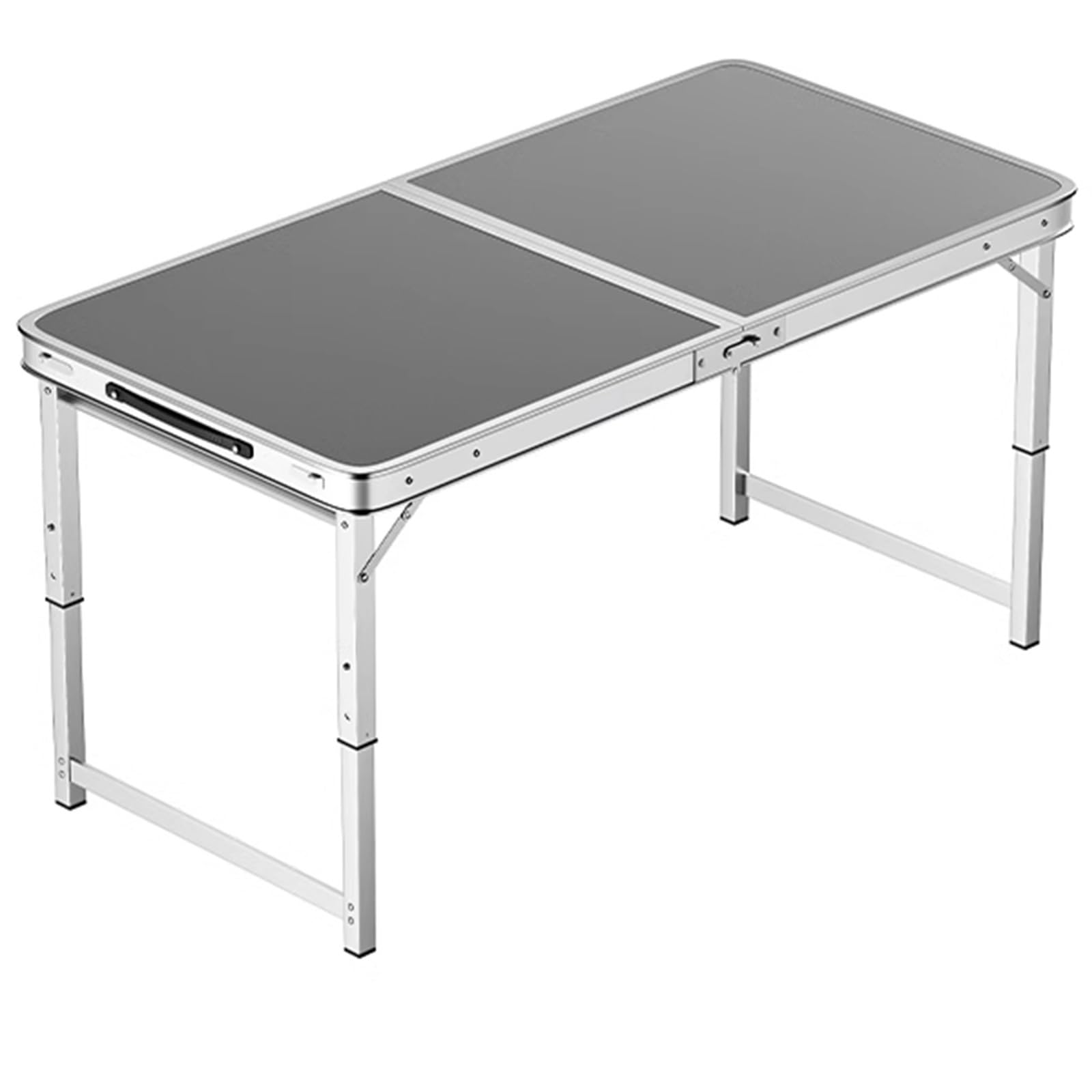 Aluminiowy składany stół o regulowanej wysokości, przenośny stół kempingowy na zewnątrz z uchwytem, do wnętrz, biura, cateringu, na piknik, stół weselny (100 x 50 cm, szary)