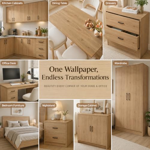 Image of HOME13 Wood Grain Wallpaper Peel and Stick Wood Contact Paper Self Adhesive Removable Thickend Wooden Wall Paper for Cabinets Drawer Shelf Liner Waterproof(24x78 Inch, Natural Oak)