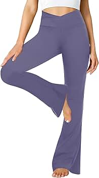 Black Flare Yoga Pants for Women Crossover Soft Bootcut