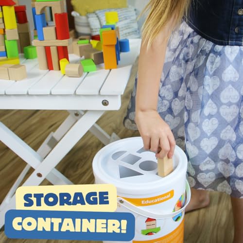 image for Pidoko Kids Building Blocks for Toddlers 1-3, 100 Pcs Wooden Blocks - 