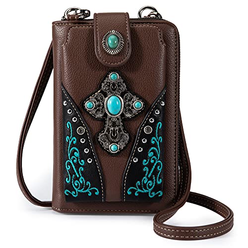 Image of Montana West Western Crossbody Phone Wallet for Women RFID Blocking Wallet Purse with Cash Slots & Zipper Pocket