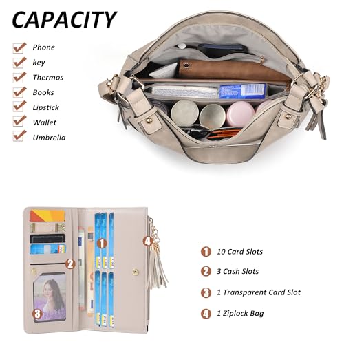 Image of TANTOMI Hobo Bags for Women Crossbody Bags Set Crossbody Purses and Handbags Tote Bags with Adjustable Shoulder Strap 2pcs