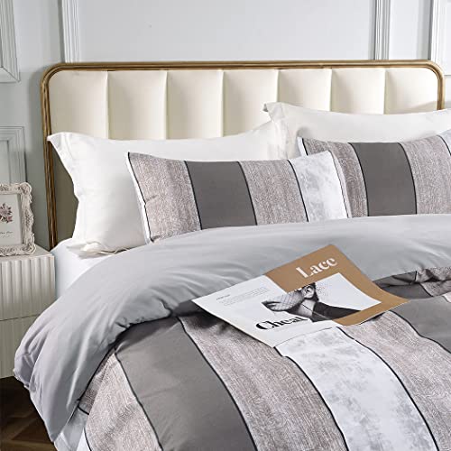 Lekesky Duvet Cover King Size, Wooden Stripe Microfiber Duvet Cover Farmhouse Style King 3Pc Breathable Bedding Set With Zipper Ties (No Comforter) #TOP1
