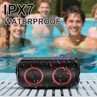 Bluetooth Lautsprecher mit Licht, 2026 Neues Musikbox Tragbarer Bluetooth Box mit 20W Spitze, 52mm Durchmesser Dual Lautsprecher, Tiefer Bass, RGB Lichter, IPX7 Outdoor Speaker für Reisen/Party/Strand – Ansicht 4