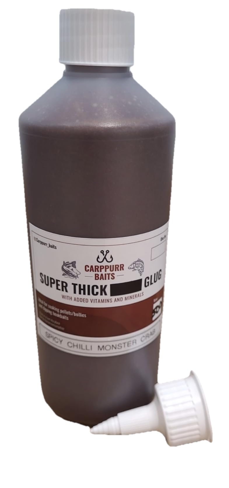 Carppurr baits super thick spicy chilli monster crab glug 500ml Liquid Carp & Catfish Fishing Attractant โ Sticky Glug for Boilies, Pellets, Groundbait & Hookbaits โ PVA Friendly