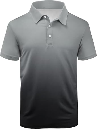 ZITY Polo Shirts for Men Short Sleeve Button Down Collar Gradient Shirts Moisture-Wicking Athletic Mens Golf Polo Shirt