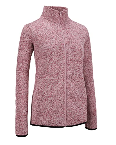 Image of Dolcevida Women's Long Sleeve Sweater Fleece Zip Up Speckled Jacket with Pockets