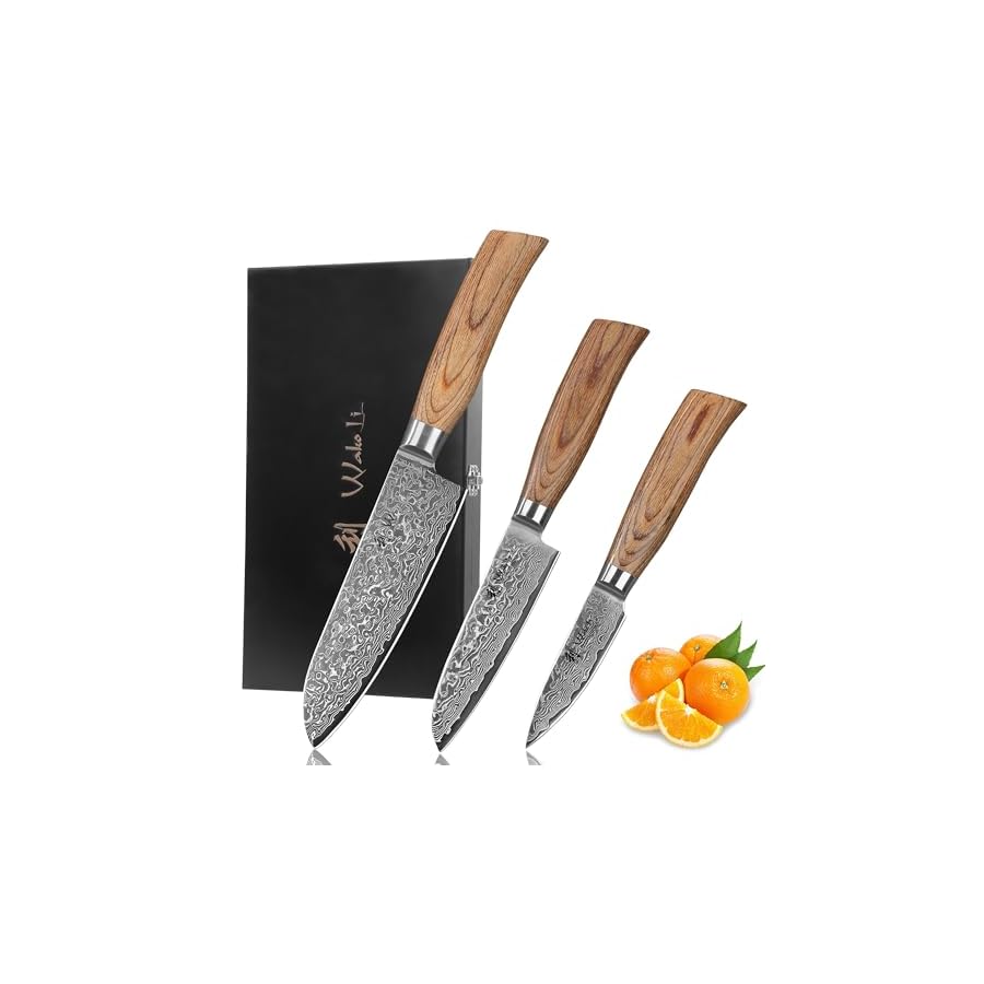 Wakoli-Kitchen-Knife-Set-3-Pieces-Professional-Chef-Knife-Set-made-from-67-Layers-Genuine-Damascus-Steel-with-VG10-Core-Damascus-Knife-with-Pakkawood-Handles-in-Wooden-Gift-Box-EDIB-Pro-3-pcs Wakoli Kitchen Knife Set, 3 Pieces Professional Chef Knife Set made from 67 Layers Genuine Damascus Steel with VG10 Core, Damascus Knife with Pakkawood Handles in Wooden Gift Box (EDIB Pro 3-pcs)