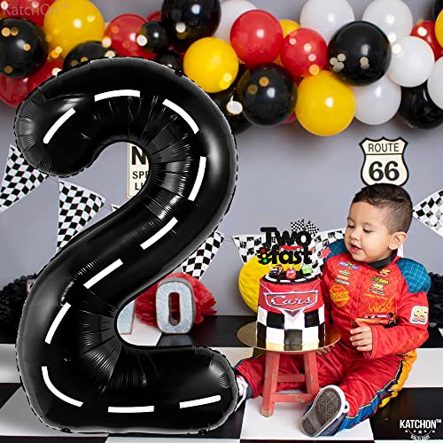 Katchon, Big Two Fast Balloons - 40 Inch, Number 2 Balloon | Two Fast Birthday Decorations | Two Fast Party Decorations, Race Car Birthday Party Supplies | Two Fast Two Curious Birthday Decorations #TOP5