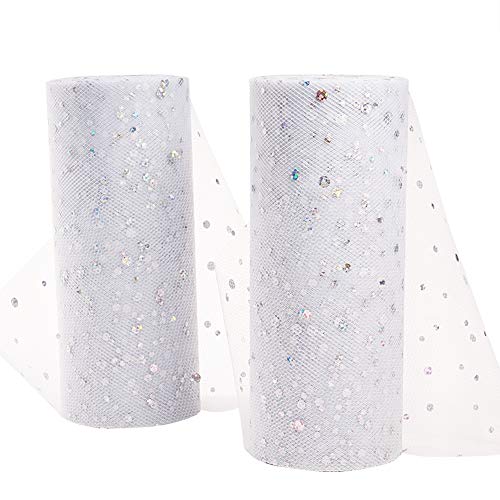 BENECREAT 2 Rollos 45m Tul Lentejuelas Brillantes