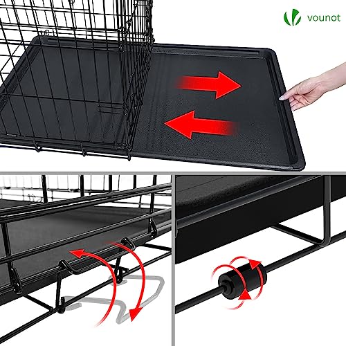 VOUNOT® Dog Crate Portable Pet Crate Foldable Secure Puppy Cage with Durable Crate Cover 2 Doors, Removable Slide Tray, 2 Carry Handles, XXL 48 Inches, Black - Image 4