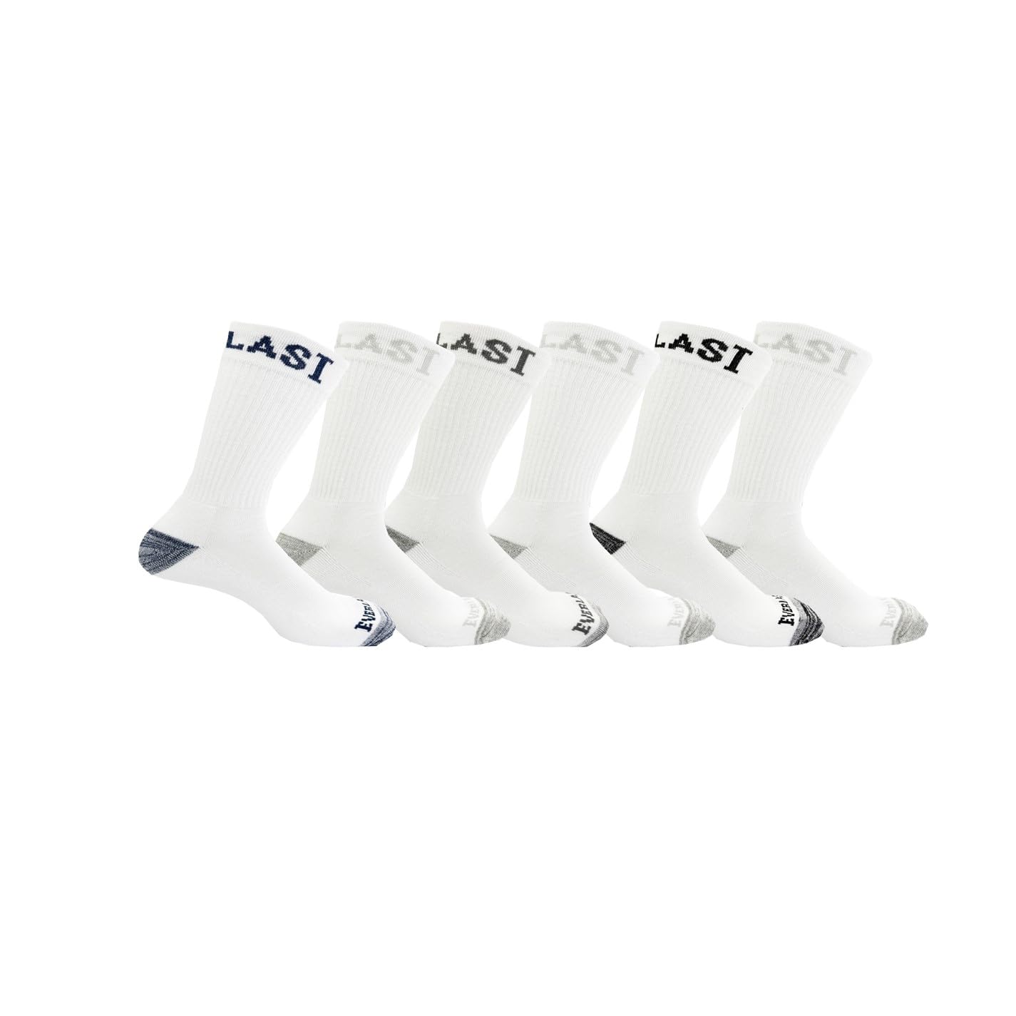 Everlast White Mens 6 Pack Crew Socks Size 6-12