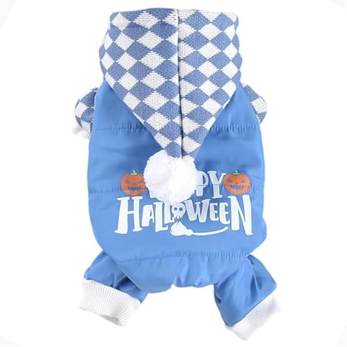 JPETTO犬服 つなぎ ダウンコート 雪遊び ドッグウェア パーカー 冬服 ペット 猫服 ダウンジャケット 裏起毛 犬の服 ジャケット 猫服 ダウンベスト 暖かい 防寒着 子犬 トイプードル チワワ服 お散歩25-H2317Wブルー2XL