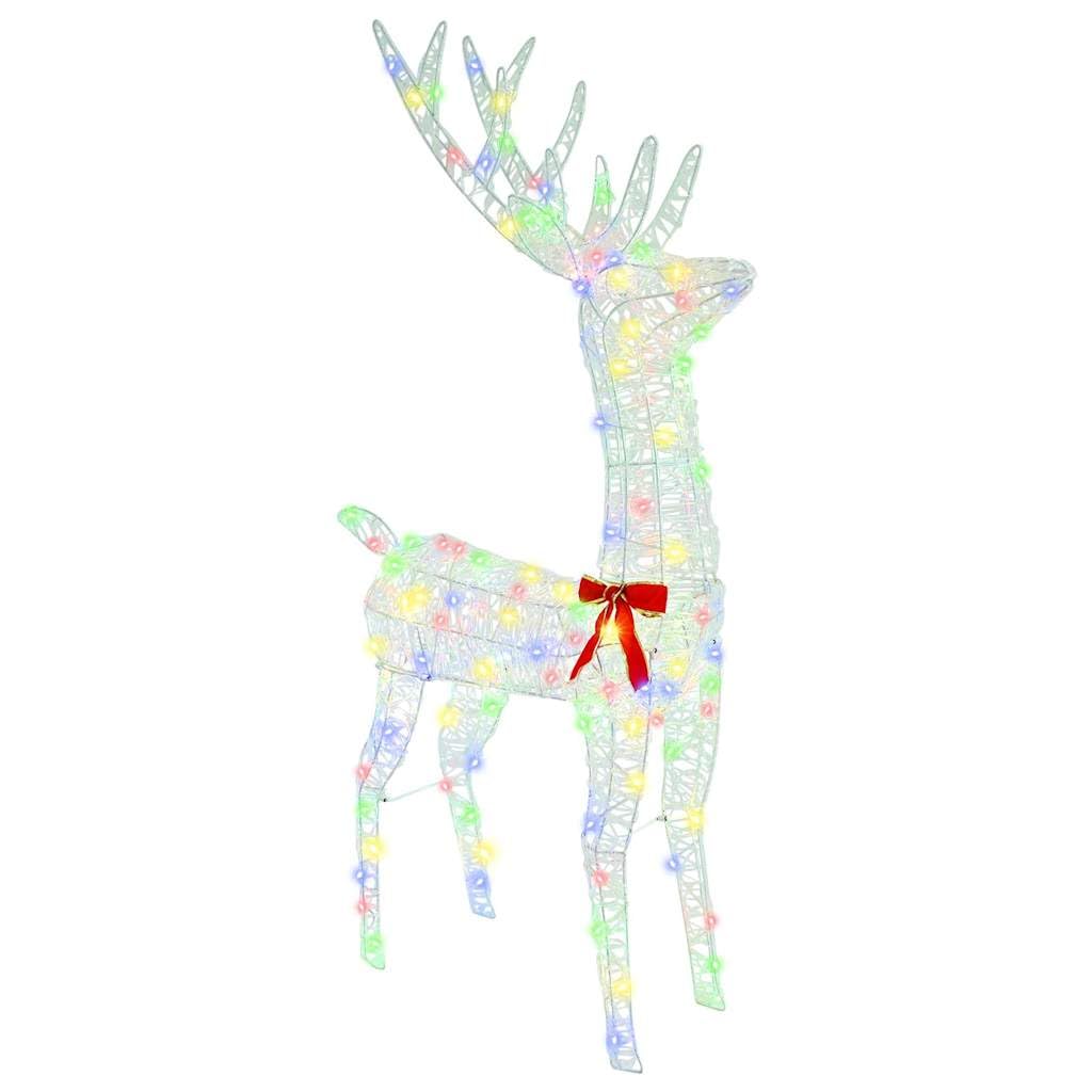 Renna colorata che tira la slitta, 200 LED, acrilico, 70 x 26 x 129 cm, alimentazione USB, per interni ed esterni protetti, decorazione festiva