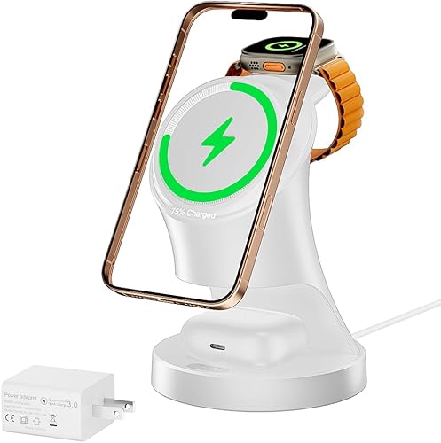 Miniatura 1 de Estación de carga inalámbrica 3 en 1 para dispositivos Apple, cargador Magsafe para iPhone 17 16 15 14 13 12 ProMaxPlusMini estación de carga