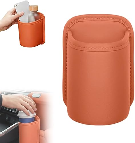 Miniatura 11 de Portavasos Universal de Cuero para Puerta de Automóvil con Cubo de Basura, Cubo de Basura para Automóvil a Prueba de Fugas, Organizador