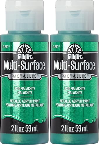 Image of FolkArt Multi-Surface Metallic Paint in Assorted Colors (2 oz), Metallic Malachite (Pack of 2)
