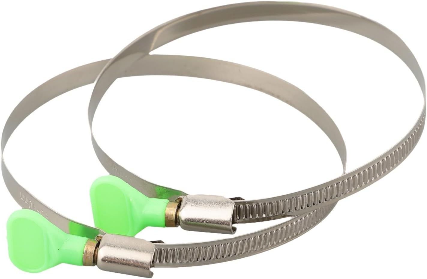 Adjustable Stainless Steel Hose Clamps with Handle, 90-110mm Range, Tool-Free Installation for Industrial Exhaust Hoses and Aluminum Foil Tubes, Silver (2 Pack)