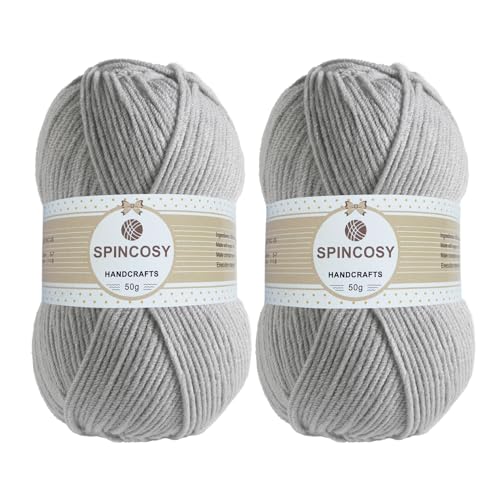 Image of 2 Pcs Crochet Yarn, Feels Soft 280 Yards Assorted Colors 4ply Acrylic Yarn,Yarn for Crochet & Hand Knitting (Grey)