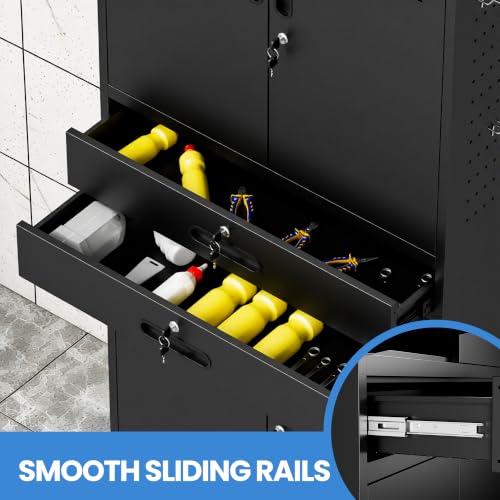 Image of Metal Storage Cabinet for Garage, Tool Cabinet, Utility Cabinet