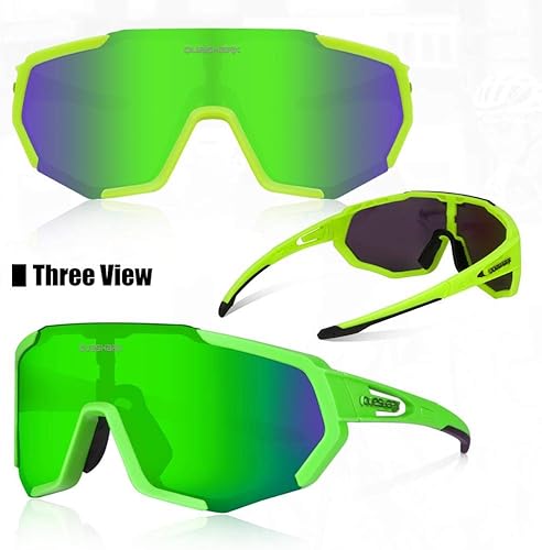 Miniatura 2 de Lentes de sol Queshark de ciclismo, polarizados, deportivos, con 3 lentes, unisex