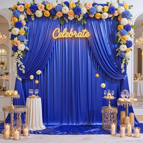 Image of 20x10 Wrinkle Free Royal Blue Sequin Backdrop Curtain for Parties-Thick Not Fall-Off Glitter Backdrop Drapes-4 Panels 5x10ft Shimmer Photo Back Drop Cloth for Wedding Birthday Photography Background