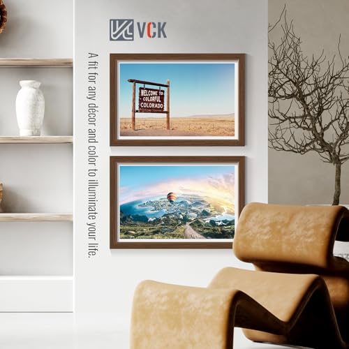 Image of VCK 12x18 Frame 5 Pack, Brown Wood, 11x17 Mat, Glass, for Picture Prints