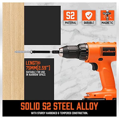 Image of HORUSDY 13-Piece Security Torx Bit Set, 3 inch Impact Rated Tamper-Resistant Star Bits, S2 Alloy Steel, 1 /4 inch Hex Shank, T5-T40, Long Power Tool Driver Bits