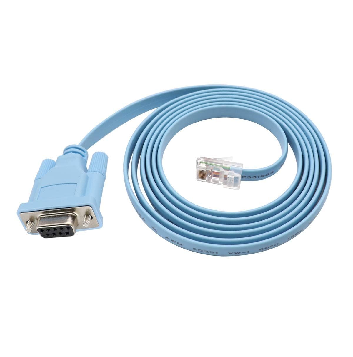 PremiumAV RJ45 to DB9 Console Cable, 6FT Female DB9 to RJ45 Male Serial Adapter for Cisco Routers, Switches, Firewalls-image-0