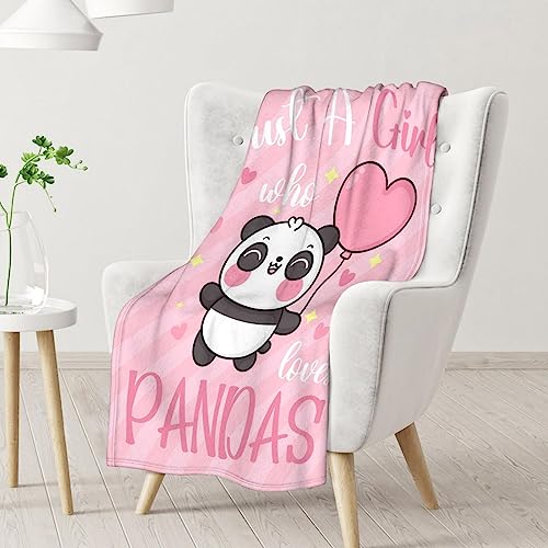 Panda Blanket Gifts - 40"x50" Cute Throw Blanket for Kids, Adults - Pink Soft Fuzzy Blankets for Couch & Sofa