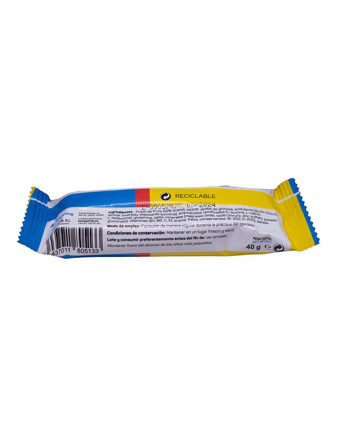 Keepgoing - Barritas Energéticas Naturales EnergyPro de Fresa 24 uds x 40g | Textura de Gominola para Ciclismo y Running | Barritas Energéticas de Pulpa de Fruta | Alto Aporte Energético