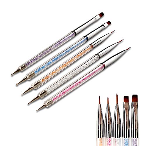 Ealicere 5 Pièces Brosses de Ongle Art Ensemble Pinceaux Ongle Gel UV Nail Art,Outils de manucure