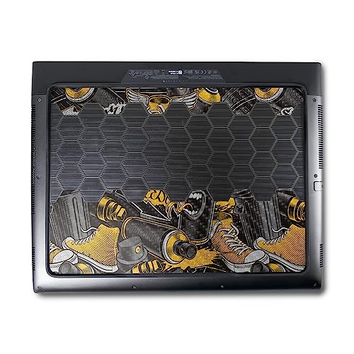 Image of MightySkins Carbon Fiber Skin Compatible With Alienware M18 R1 (2023) Full Wrap Kit - Yellow Hip Hop | Protective, Durable Textured Carbon Fiber Finish | Easy To Apply & Change Style | Made in the USA