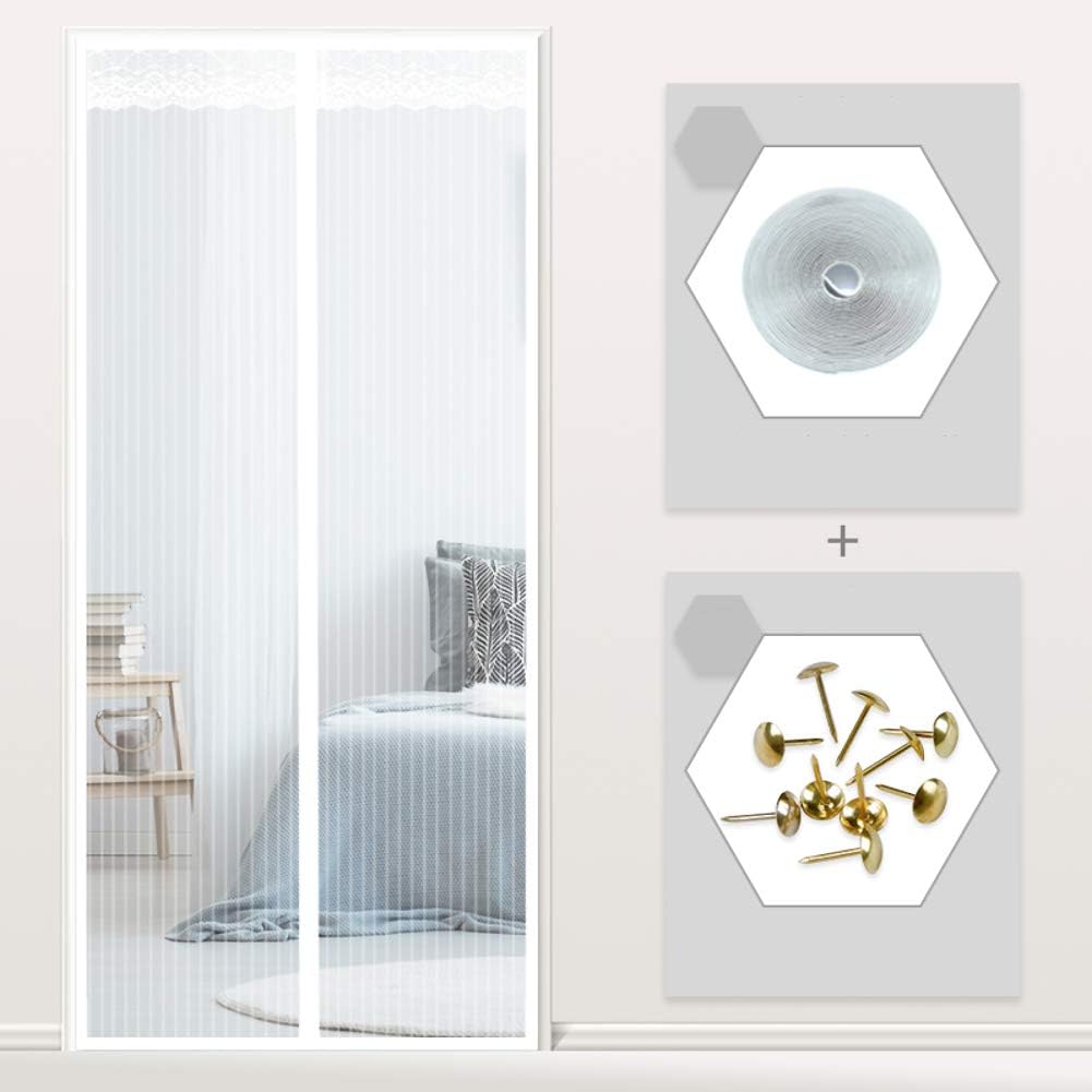 Magnetic Insect Door Screen, High Density Fly Screen Door, Magic Sticker Fly Bug Mosquito Mesh Curtain, Keeps Mosquitoes Insects Out-White 80x200cm(31x79inch)