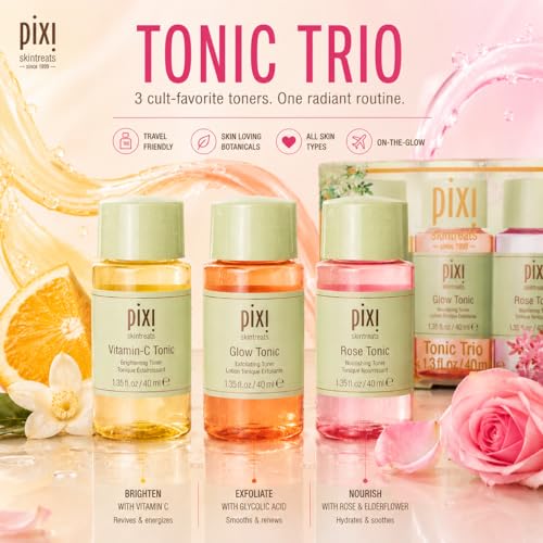 Image of Pixi Beauty Tonic Trio | Trial Gift Set with 3 Pixi Favorite Toners | Hydrating, Gentle Exfoliating and Smoothing | Made in Korea