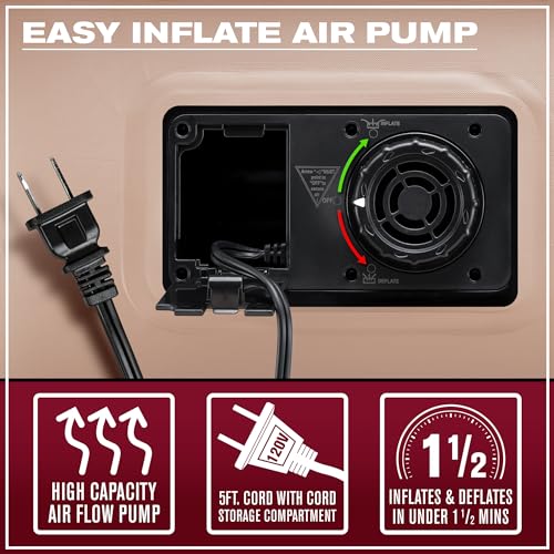 Image of Pittman - Tan Air Mattress Twin with Built in Pump - 18 inch Double High Twin Air Mattress with Built in Pump That Inflates & Deflates - Twin Blow Up Air Mattress is Ideal for Guests or Camping