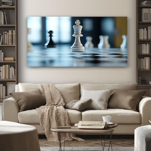 Tableau decoration murale salon strategie echecs pour grand mur vide