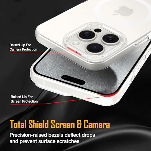 Image of Amazon Basics Back Case for iPhone 15 Pro Max | Slim LIFETIME ANTI-YELLOW Crystal-Clear Cover with Elevated Camera Protection & MagSafe Compatibility | Premium German Polycarbonate | Shockproof |Clear