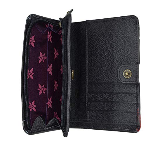 Anuschka Women's Hand-Painted Genuine Leather Two Fold RFID Blocking Organizer Wallet - 6 RFID Protected Card Holders, ID Window and Multipurpose Pockets3