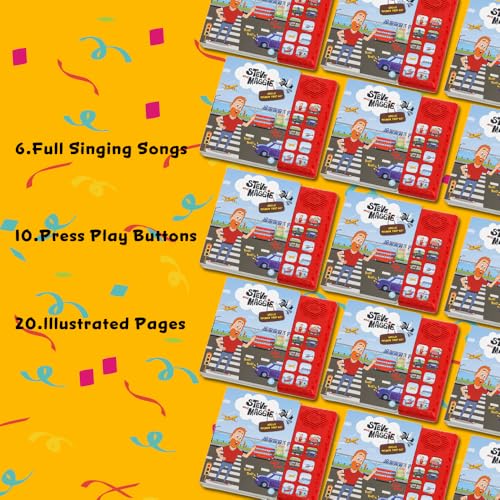 Image of Steve and Maggie Sound Book - 10 Button Interactive Nursery Rhymes Sound Book for Toddlers 1-3, Talking Musical Book, Sing-Along Music Book, Educational Toy Gift for Boys & Girls (Things that Go)