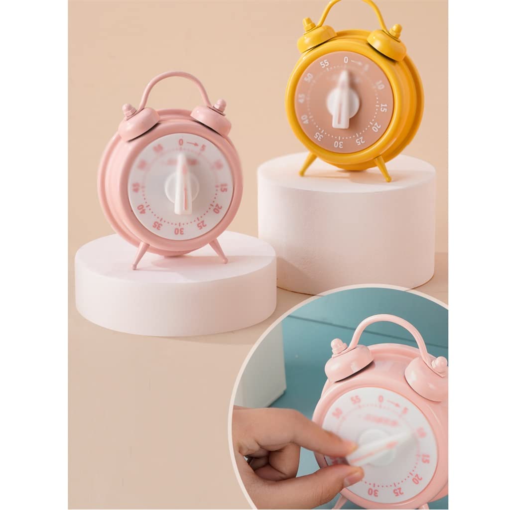 Temporizador, gestor de Tiempo, recordatorio, Reloj Despertador mecánico Cocina con Cuenta atrás(Yellow)