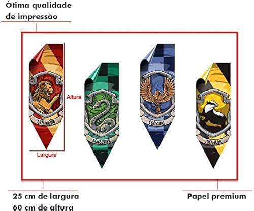 Novo Kit Grifinória: Cachecol + Colar Brasão Grifinória + Vira-Tempo Hermione + Poster - Harry Potte