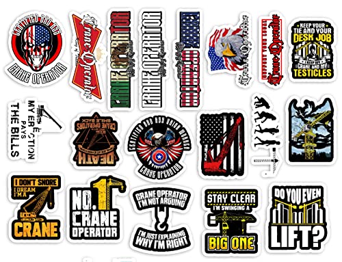 Crane Operator 19 pcs laminated vinyl waterproof stickers