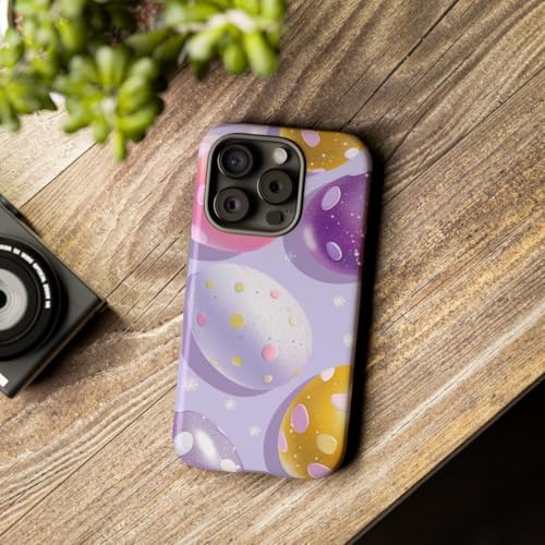 Coque iPhone 15 Pro motif œufs de Pâques pailletés violet - 3